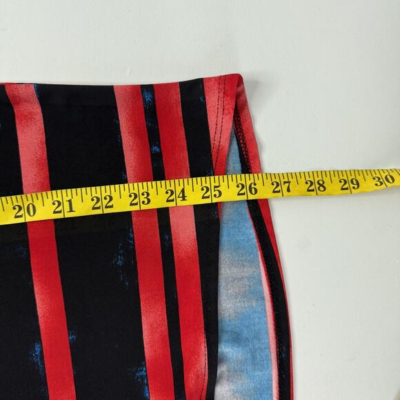 Clara Sunwoo Shirt Womens Small Red Black Geometric Scoop Neck Stretch Slinky - Picture 9 of 10